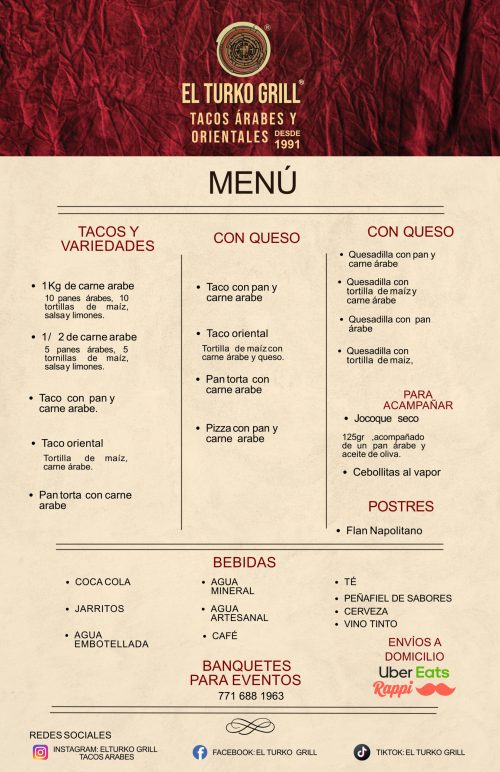 Menú Turko Grill